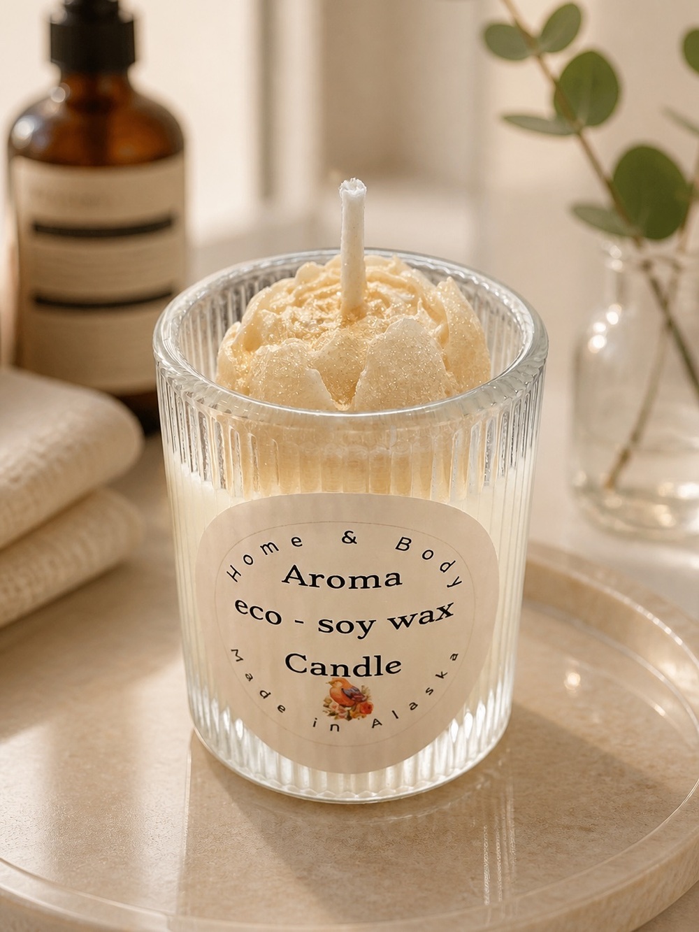 Purely Posh Eco-Soy Aroma Candle - 2.38 oz Hand-Poured Ribbed Glass Candle